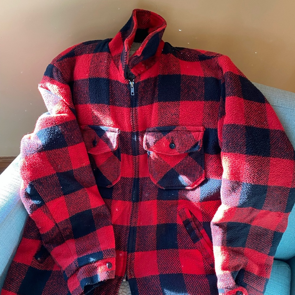 Canyon Guide Wool Blend Buffalo Check Sherpa Lined Jacket Men Size M